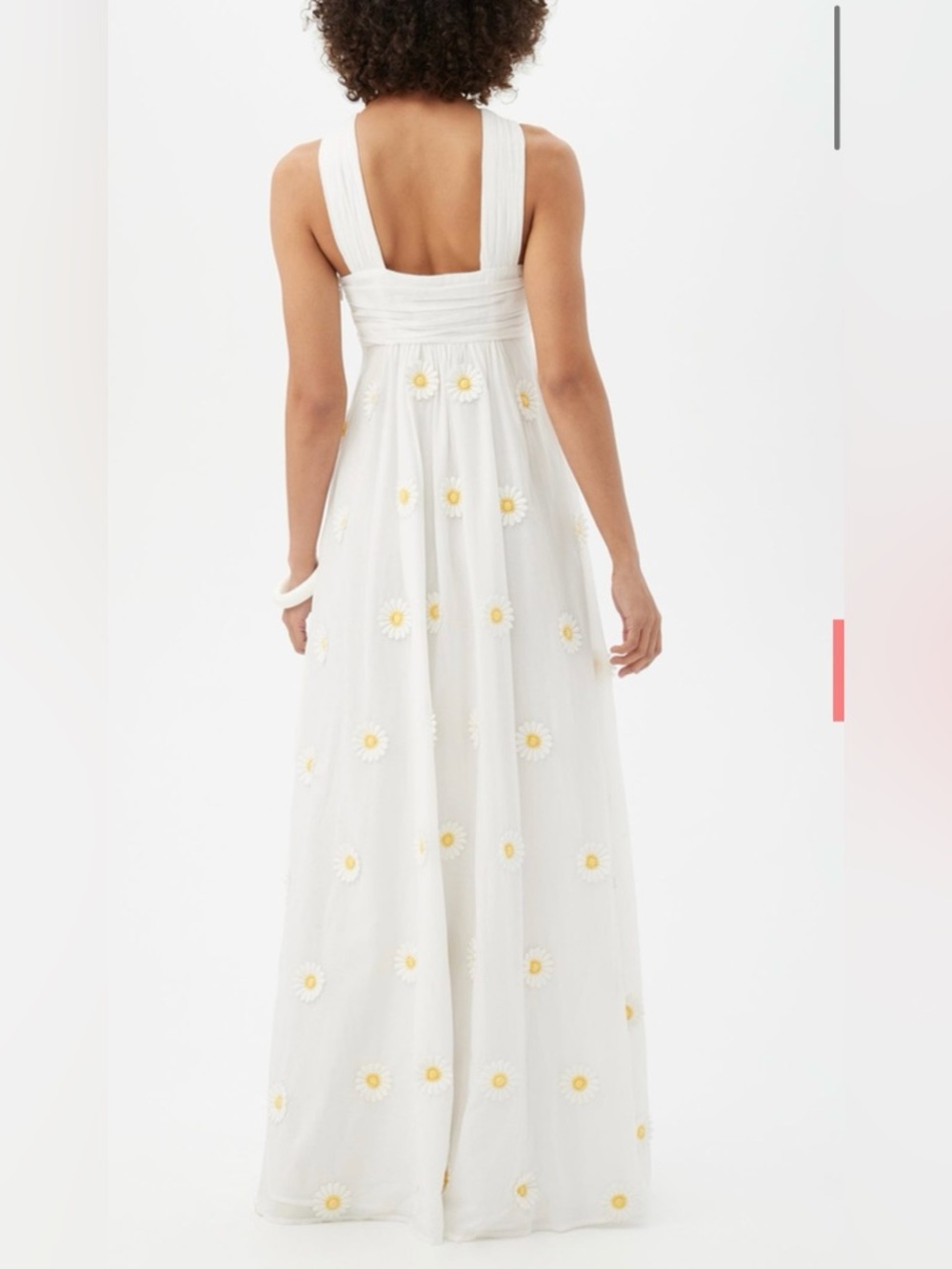 Trina Turk White Daisy Embroidered Maxi  Dress Criss Cross Halter- Size 6 - Picture 4 of 8